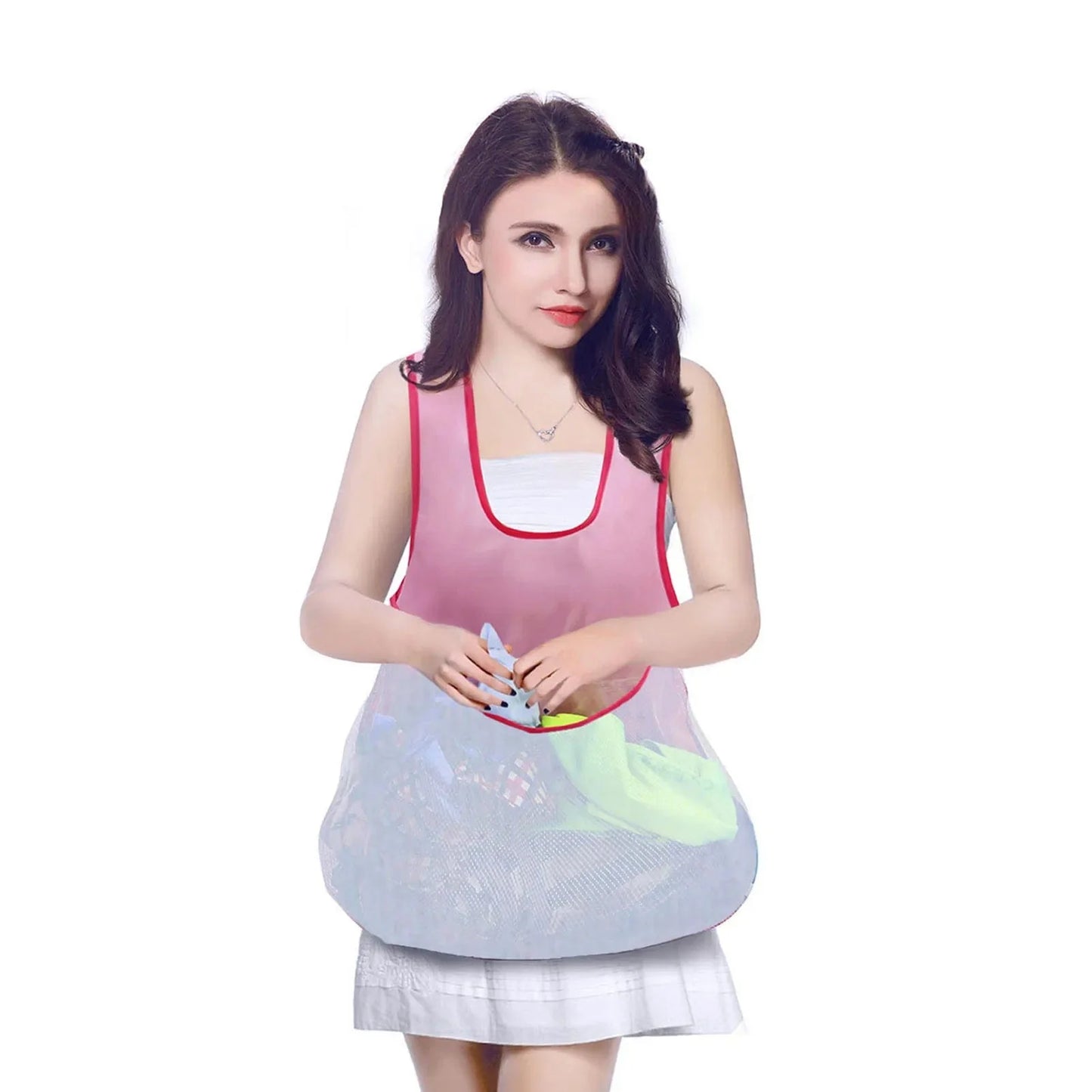 Sleeveless Laundry Apron with Large Pocket for Clothes