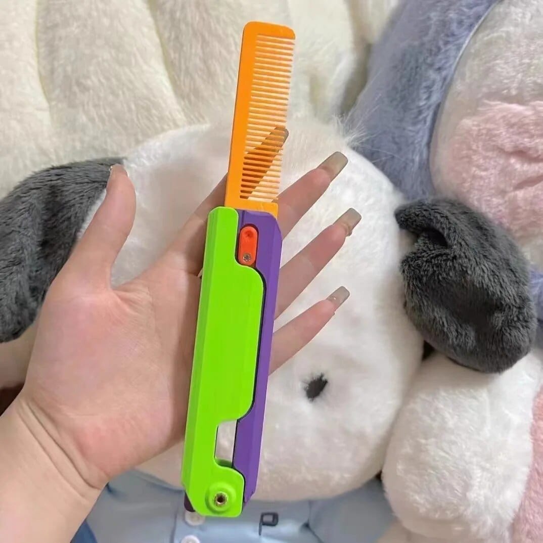 Mini 3D Printed Multi-Function Pocket Tool Folding Knife, Comb, and Stress Relief Toy