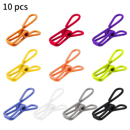 Laundry Hanging Hooks Clips, 10 Pcs Boot Hangers Heavy Duty Stainless Steel Portable Travel Drying Clothes Pins for Closet, Travel, Home