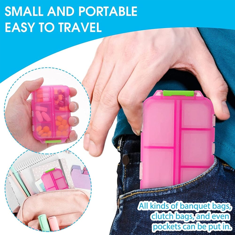 Portable Pill Organizer, Moisture-Proof Travel 12 Compartment Dispenser