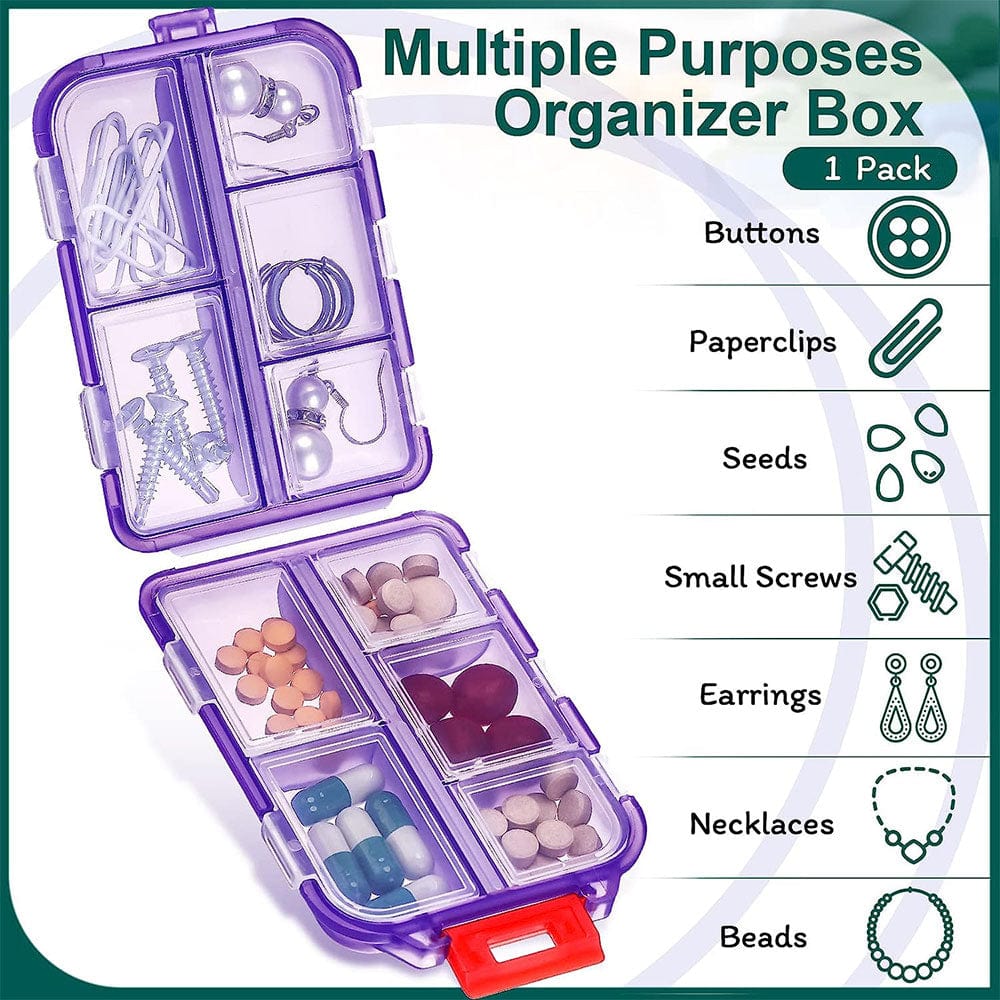 Portable Pill Organizer, Moisture-Proof Travel 12 Compartment Dispenser