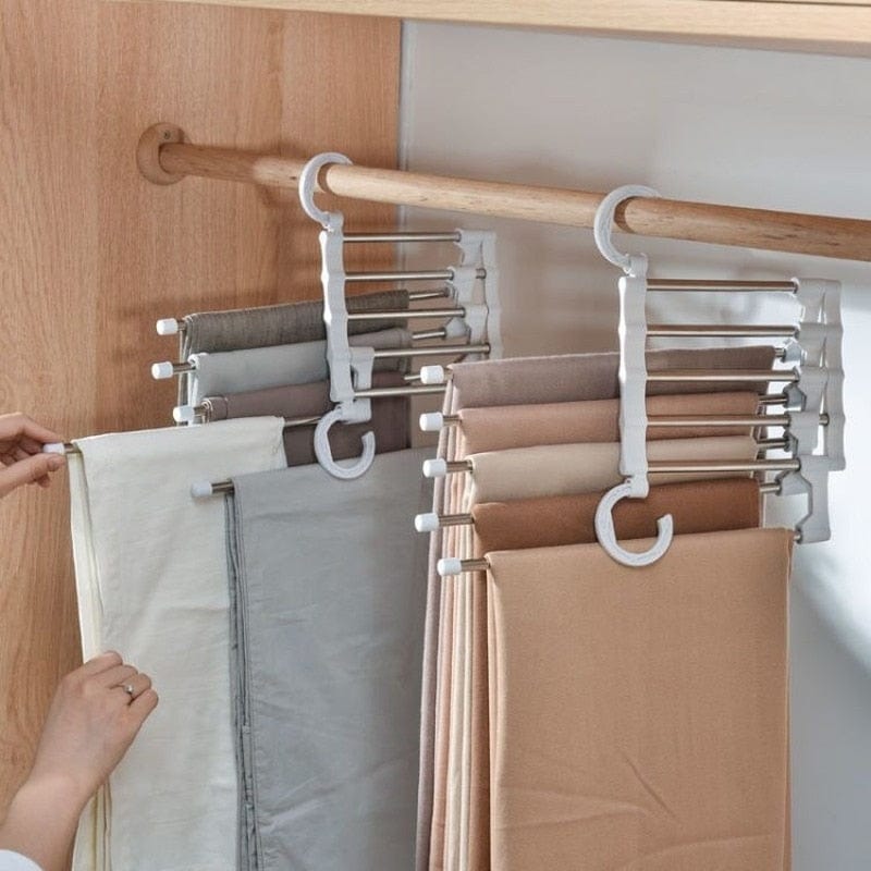 SearchFindOrder Black Multifunctional Adjustable Closet Organizer Trouser Hanger