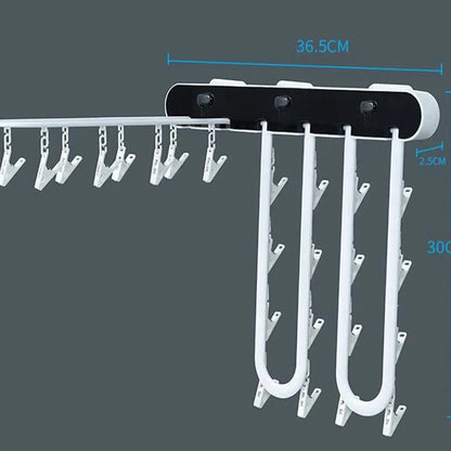 Folding Wall-Mounted Laundry Drying Rack with 24 Hanging Clips for Clothes