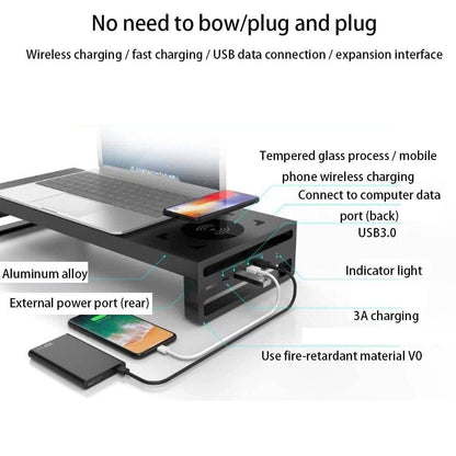 Monitor Stand with Wireless Charging and 4 USB 3.0 Ports - Smart Shop (Online Store for wise shoppers) 