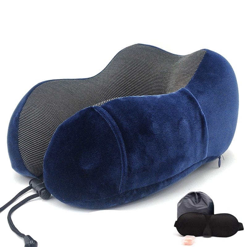 SearchFindOrder Black Set U-Shape Neck Soft Memory Foam Travel Pillow