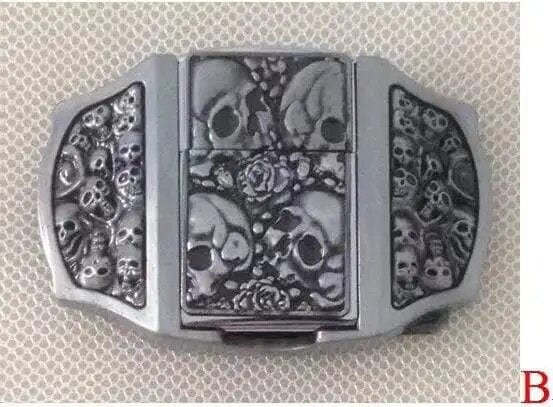 Novelty Belt Buckle with Hidden Kerosene Lighter