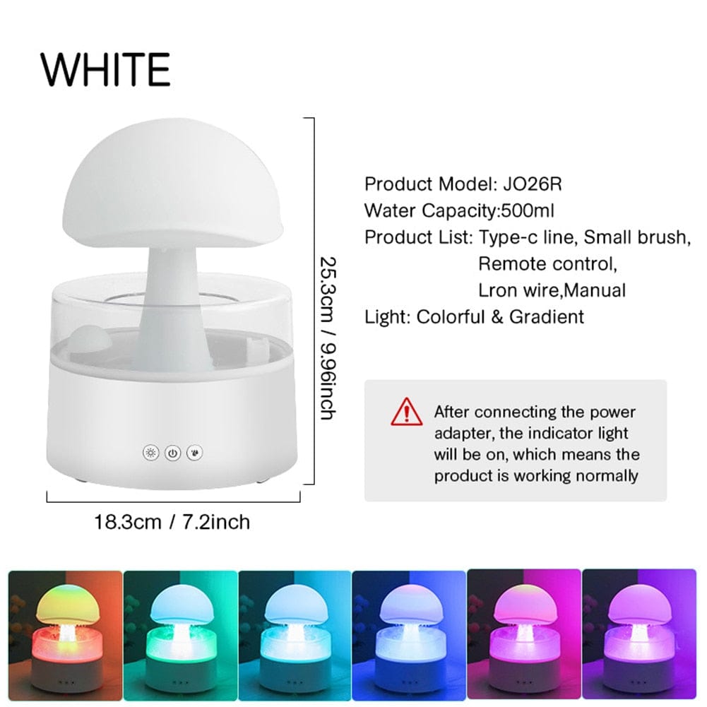 SearchFindOrder White remote control Relax Electric Mushroom Rain Air Humidifier Aroma Diffuser Colorful Night Lights