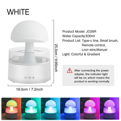 SearchFindOrder White remote control Relax Electric Mushroom Rain Air Humidifier Aroma Diffuser Colorful Night Lights