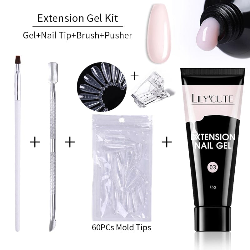 SearchFindOrder 225911 Blossom Gel French Elegance Nail Kit 15ml Quick Extension Gel Set Soak Off Formula for DIY Manicures and Nail Art Perfection