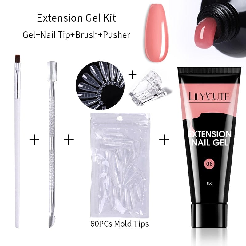 SearchFindOrder 004 Blossom Gel French Elegance Nail Kit 15ml Quick Extension Gel Set Soak Off Formula for DIY Manicures and Nail Art Perfection