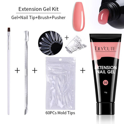 SearchFindOrder 004 Blossom Gel French Elegance Nail Kit 15ml Quick Extension Gel Set Soak Off Formula for DIY Manicures and Nail Art Perfection