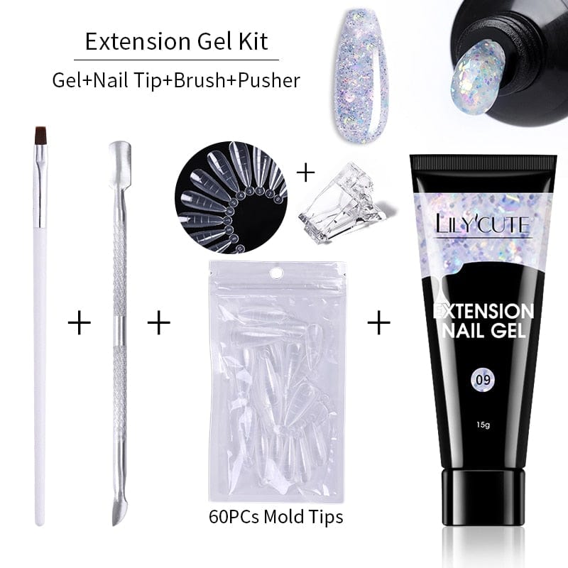 SearchFindOrder 008 Blossom Gel French Elegance Nail Kit 15ml Quick Extension Gel Set Soak Off Formula for DIY Manicures and Nail Art Perfection