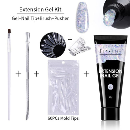 SearchFindOrder 008 Blossom Gel French Elegance Nail Kit 15ml Quick Extension Gel Set Soak Off Formula for DIY Manicures and Nail Art Perfection