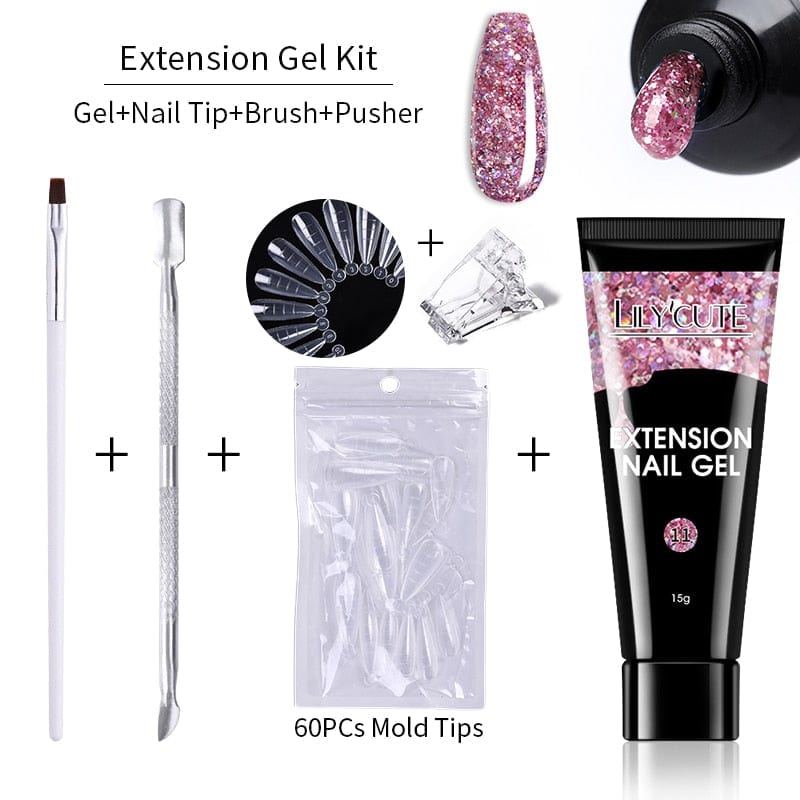 SearchFindOrder 225052 Blossom Gel French Elegance Nail Kit 15ml Quick Extension Gel Set Soak Off Formula for DIY Manicures and Nail Art Perfection