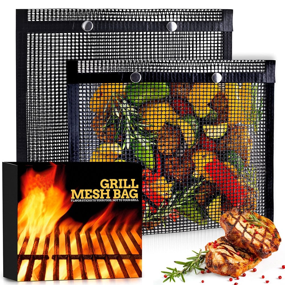 SearchFindOrder Black 24x14cm Non-Stick Mesh Grilling BBQ Bag