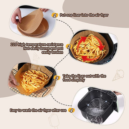 SearchFindOrder 50Pcs 16cm Square W Oil-Proof Water-Proof Disposable Non-Stick Air Fryer Paper Liner Paper