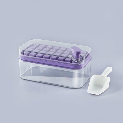 One-Button Easy Release Ice Cube Maker Tray with Lid and Bin, 2 Pack Ice Cube Trays for Freezer, 64 Pcs Ice Cube Mold