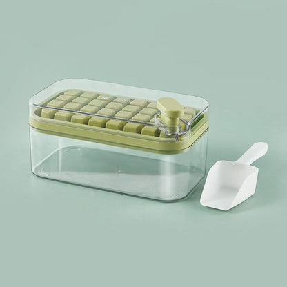 One-Button Easy Release Ice Cube Maker Tray with Lid and Bin, 2 Pack Ice Cube Trays for Freezer, 64 Pcs Ice Cube Mold