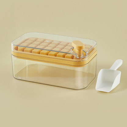 One-Button Easy Release Ice Cube Maker Tray with Lid and Bin, 2 Pack Ice Cube Trays for Freezer, 64 Pcs Ice Cube Mold