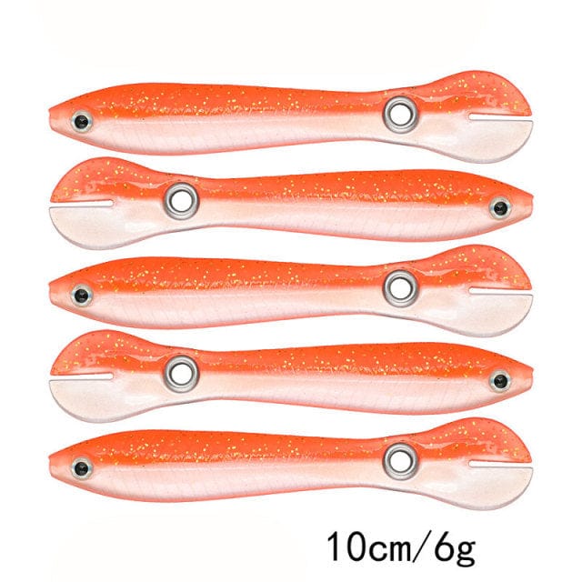 SearchFindOrder Black / China / 5 Pieces 10cm 6g Wobbling Swimming Split Tail Fishing Lure