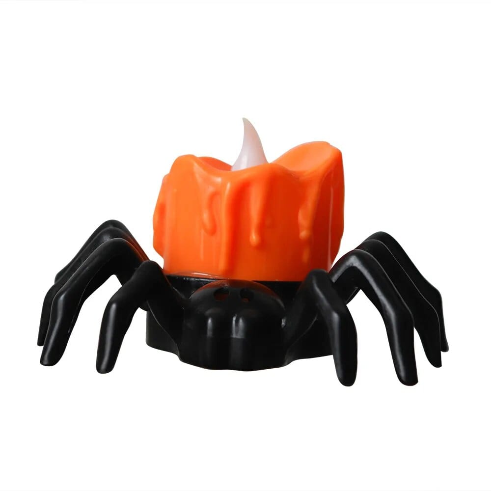 Halloween Spider Tea Lights, Novelty LED Flameless Candle Holder Light Spooky Spider, Battery Operated Orange Tea Lights for Halloween Party, Table, Home Decor - Smart Shop (Online Store for wise shoppers) )