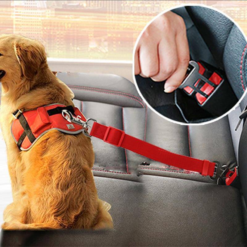 SearchFindOrder Red Pet Seat Belt Adjustable Leash