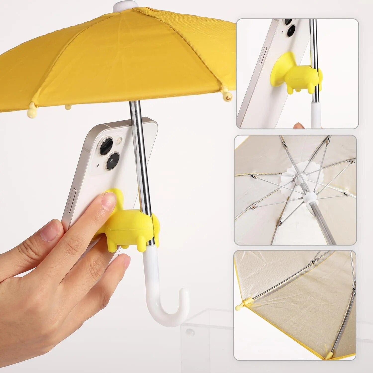 SearchFindOrder Yellow Phone Shade Innovative Adjustable Umbrella Stand with Powerful Suction Cup for Your Mobile Phone, Featuring a Cute Piggy Design