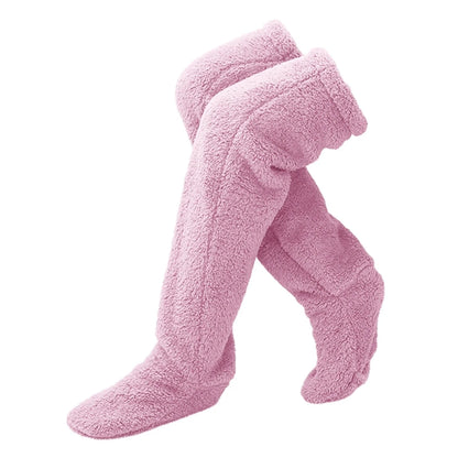 SearchFindOrder Coral Pink 90cm / One Size Fuzzy High Over Knee Socks