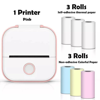 SearchFindOrder Pink-6Roll Stickers / CN Portable Mini Wireless Thermal Pocket Printer