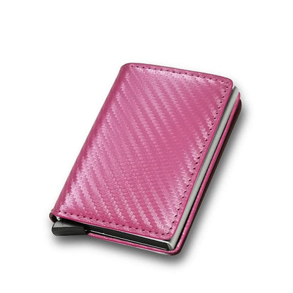 SearchFindOrder Red B Men's and Women's Carbon Fiber RFID Wallets - Slim Trifold Design