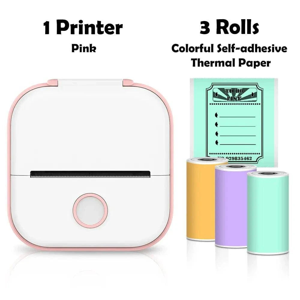 SearchFindOrder Pink-6 Rolls Set 2 Portable Mini Wireless Thermal Pocket Printer