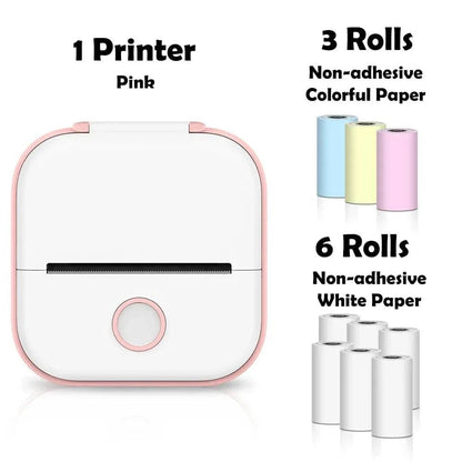 SearchFindOrder Pink-12 Rolls Paper / CN Portable Mini Wireless Thermal Pocket Printer