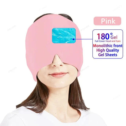 Migraine Relief Cap, Soothing Headache Ice Pack Mask, Cooling Gel Hat, Face Cold Compress Head Wrap for Tension, Stress & Hangover Relief