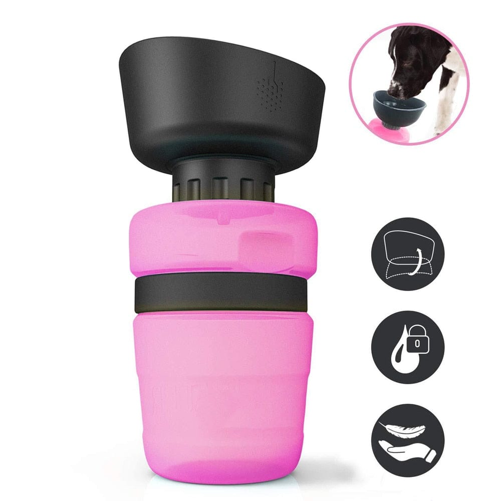 Pet Water Bottle for Dogs with Leakproof Built-in Foldable Bowl, BPA-Free