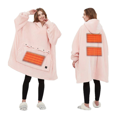 Oversized Blanket Hoodie with Sleeves, Pocket, and Heating