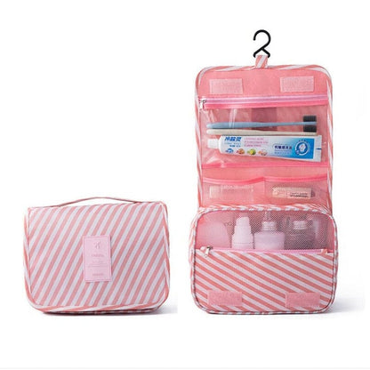 SearchFindOrder Pink dot / China Waterproof Travel Cosmetic Toiletries Bag with Hook