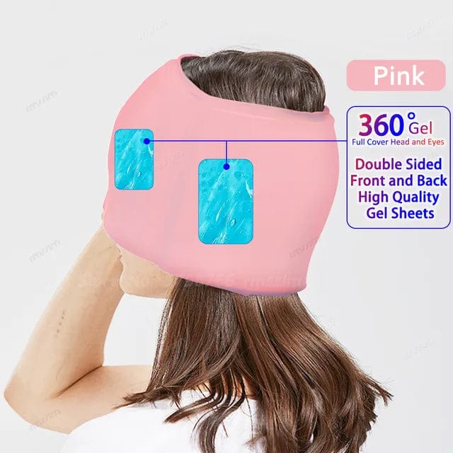 Migraine Relief Cap, Soothing Headache Ice Pack Mask, Cooling Gel Hat, Face Cold Compress Head Wrap for Tension, Stress & Hangover Relief