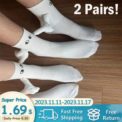 SearchFindOrder A White 2PCS 2 PCS Playful Magnetique Gaze Harmony Socks Black & White Edition