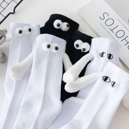 SearchFindOrder B Black 5PCS Playful Magnetic Gaze Harmony Socks Black & White Edition