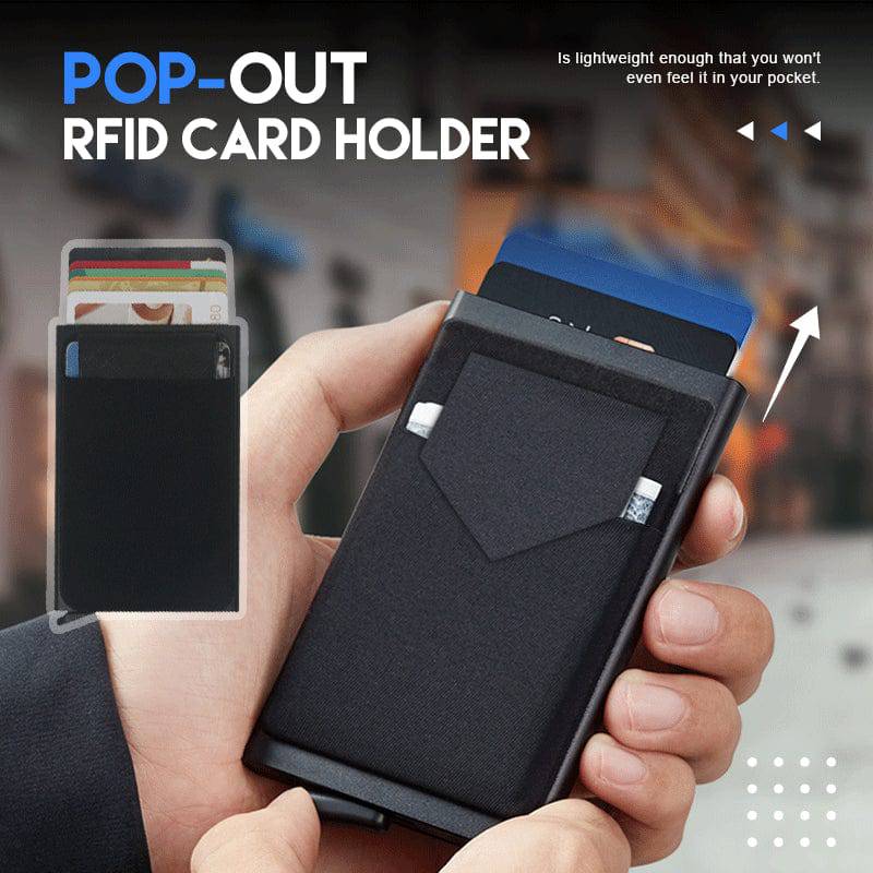 SearchFindOrder Red Pop-out RFID Card Holder Slim Aluminum Wallet