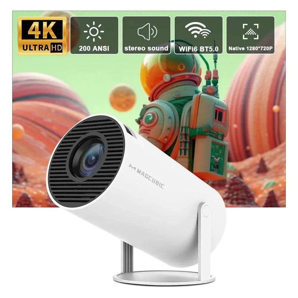 SearchFindOrder HY300-White / EU plug / CHINA Portable 4K Home & Outdoor Theater Projector