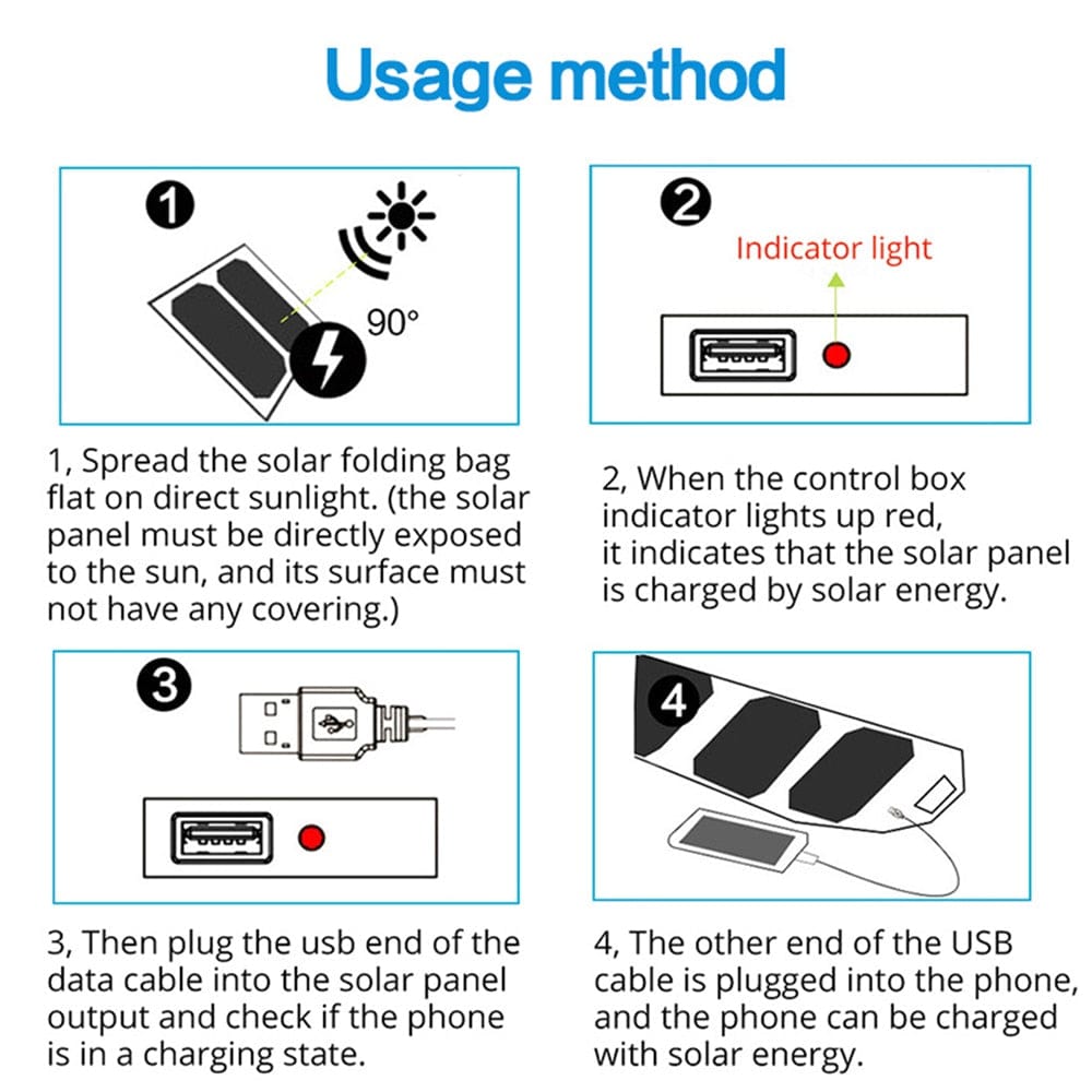 Portable 8W/10W Foldable USB Solar Panel Charger (5V/2.1A Max) for Camping, IPX4 Waterproof, Compatible with iPhone, Samsung, LG, etc.