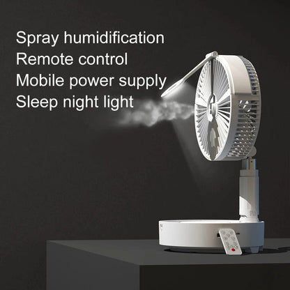 Portable Folding Water Mist Fan with LED Light and Phone Charging Station