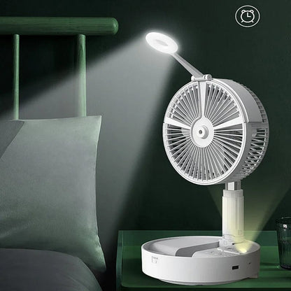 Portable Folding Water Mist Fan with LED Light and Phone Charging Station