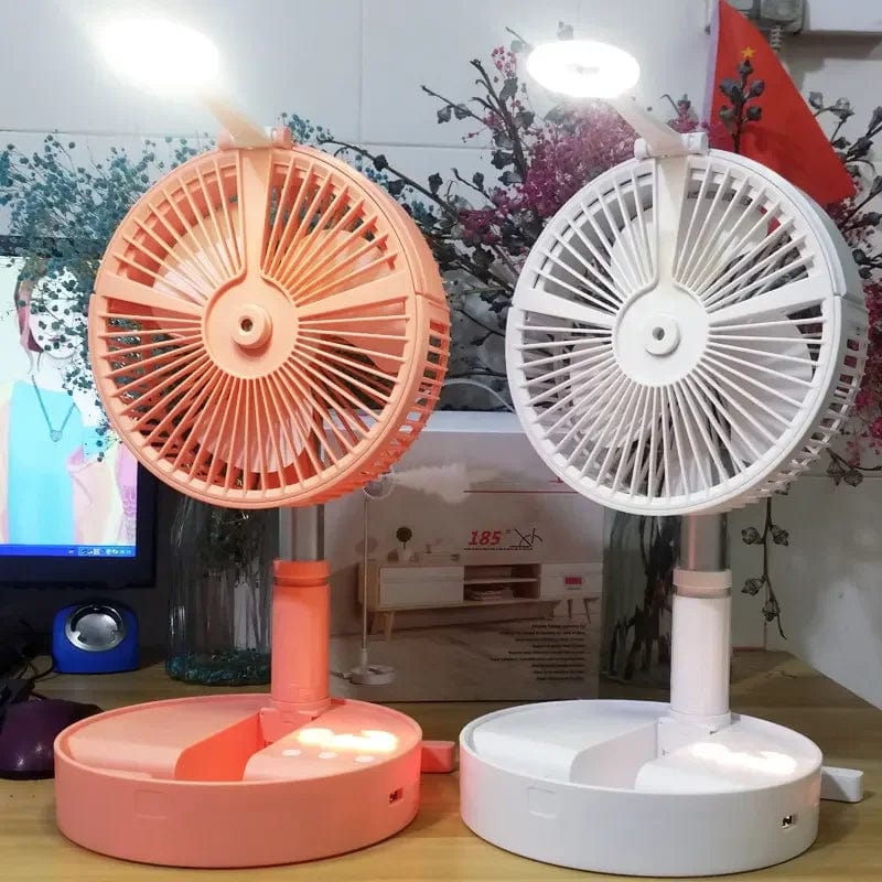 SearchFindOrder WG-HS9-YK-white Portable Folding Water Mist Fan with LED Light and Phone Charging Station