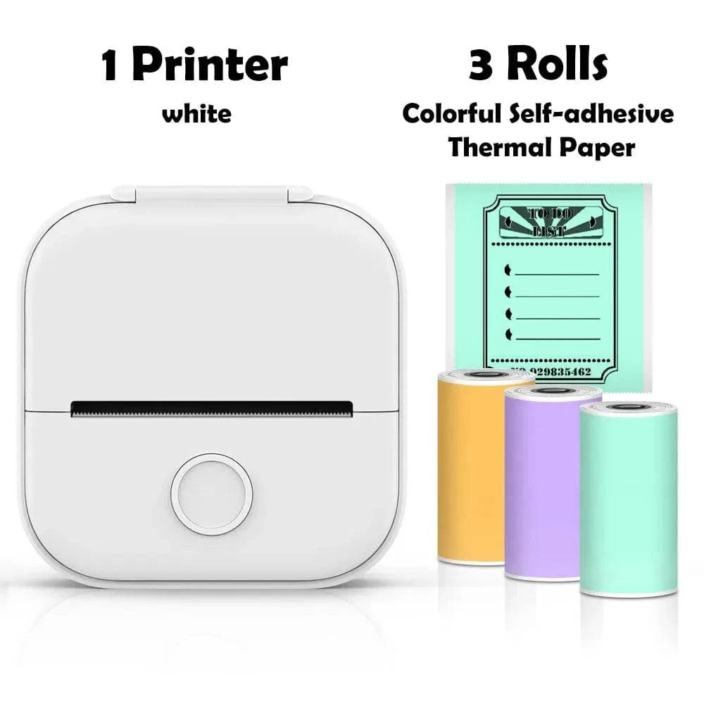 SearchFindOrder White-9 Rolls Paper / CN Portable Mini Wireless Thermal Pocket Printer