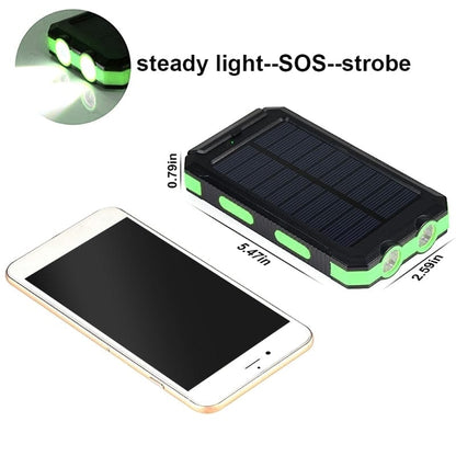 Portable Outdoor Solar Powered Waterproof Charger with LED Light and 20,000mAh Power Bank