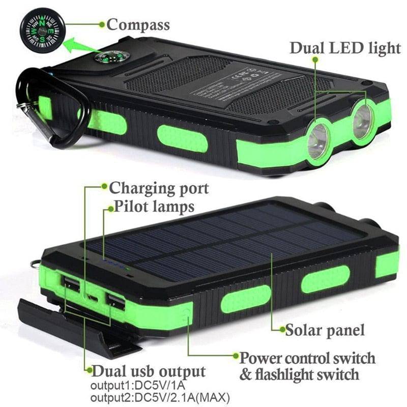 Portable Outdoor Solar Powered Waterproof Charger with LED Light and 20,000mAh Power Bank - Smart Shop (Online Store for wise shoppers) 