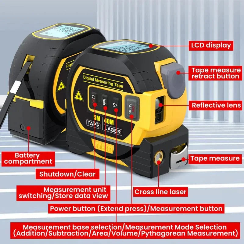 Precision 3-in-1 Laser Tape Measure