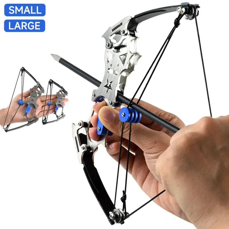 SearchFindOrder Small bow 5 arrows Precision Mini Steel Pulley Bow Compact Archery Set for Indoor and Outdoor Fun